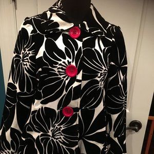 3 Sisters Black White Red Floral Jacket XS
